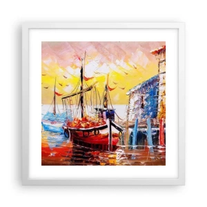 Pôster em moldura branca - Feliz retorno - 40x40 cm