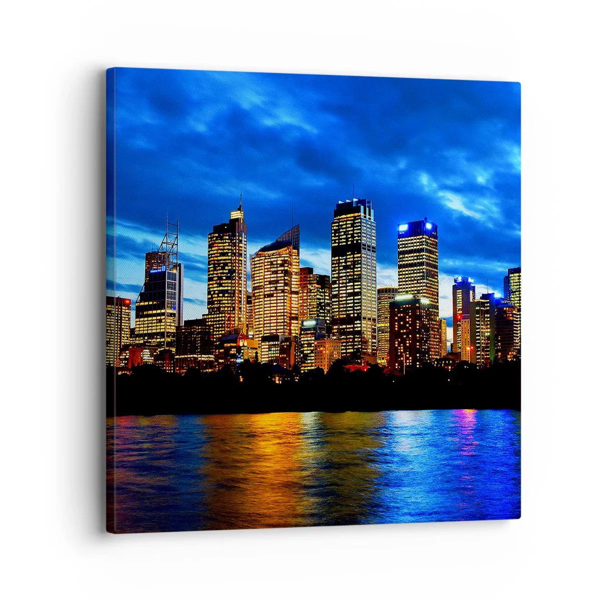 Quadro em tela - Uma noite de luzes e cores - 30x30 cm