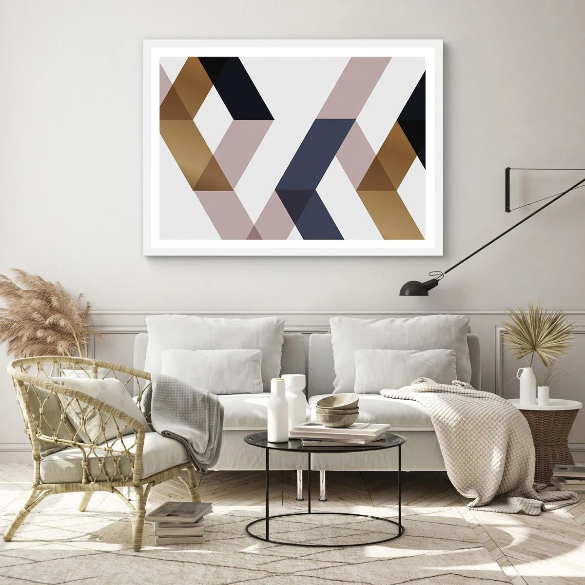 Pôster em moldura branca - Planos e ângulos - 100x70 cm