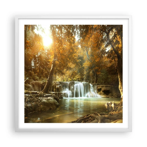 Pôster em moldura branca - A cascata do parque - 60x60 cm