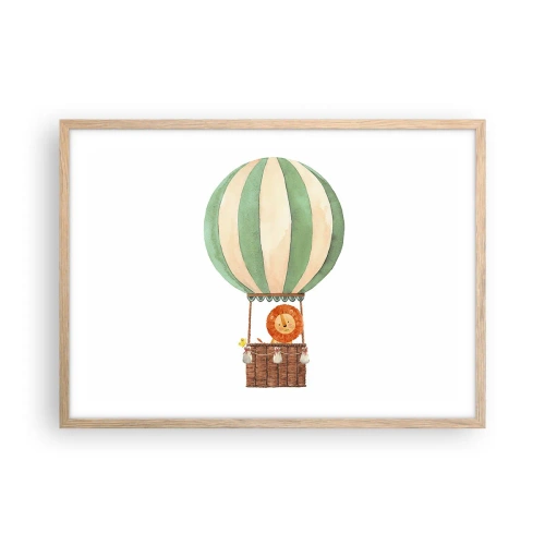 Pôster com moldura de carvalho claro - As viagens de Leon - 70x50 cm