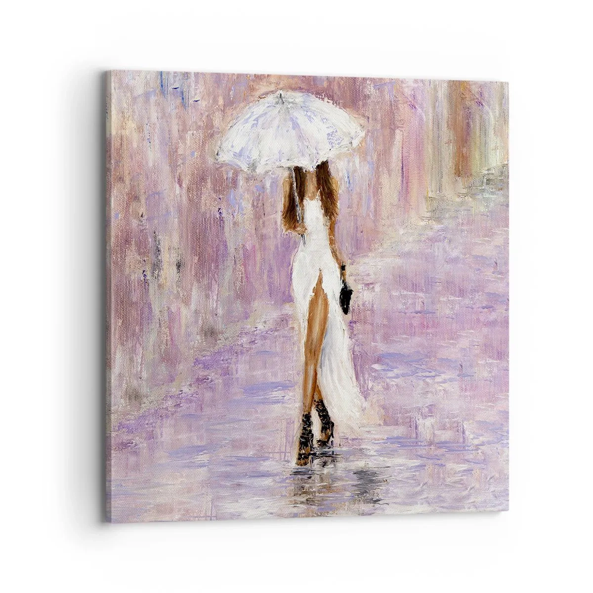 Quadro em tela - Na chuva lilás - 70x70 cm