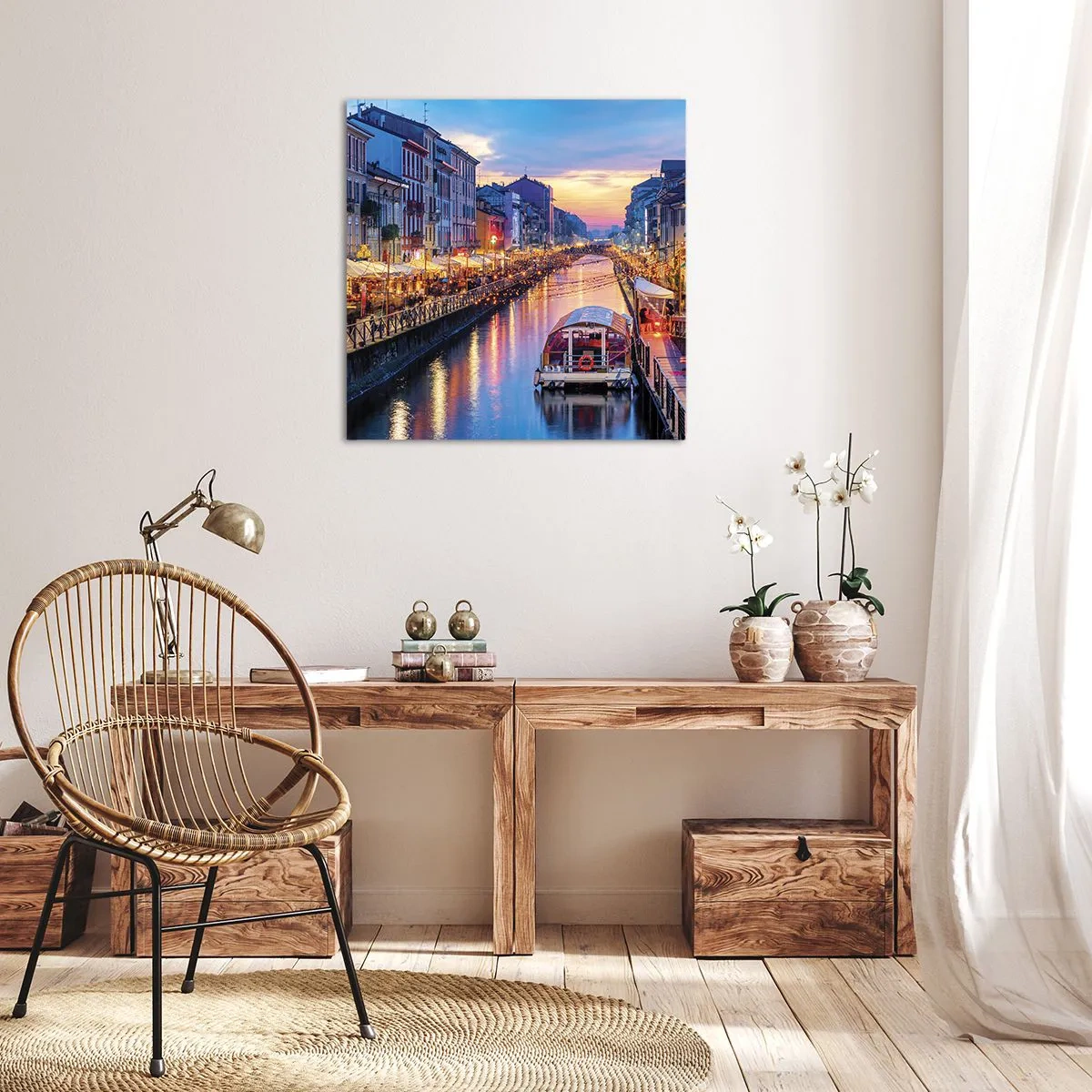 Quadro em tela - Uma noite de luz e diversão - 40x40 cm