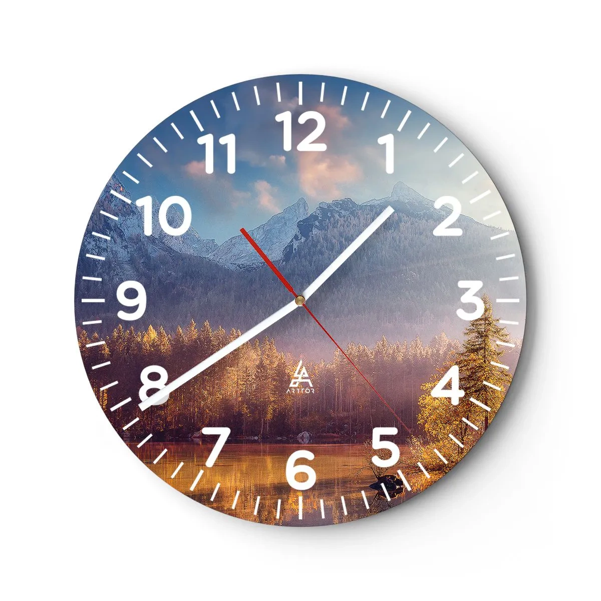 Relógio de parede - Relógio em vidro - Nas montanhas e vales - 40x40 cm