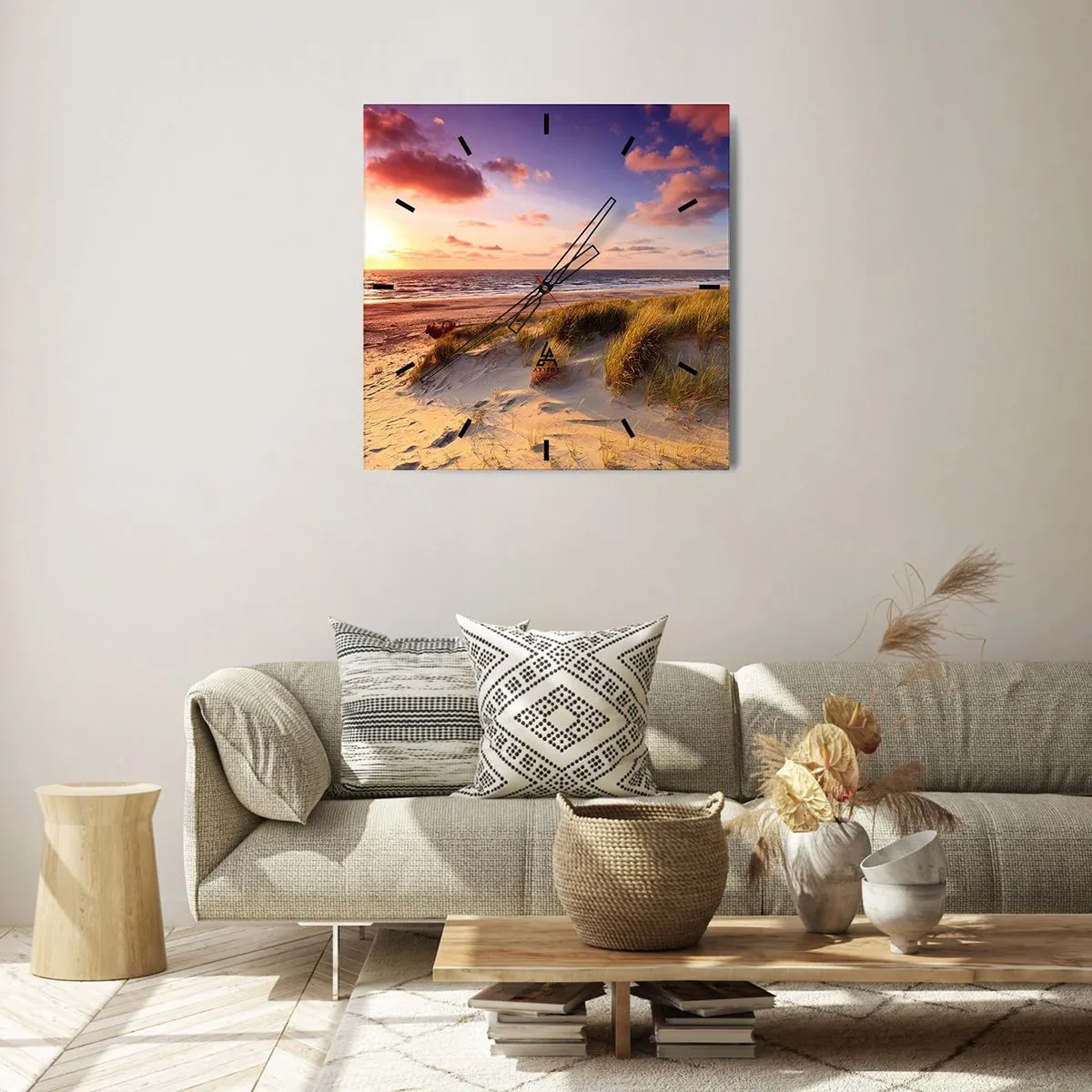 Relógio de parede - Relógio em vidro - Ar com cheiro de verão - 30x30 cm