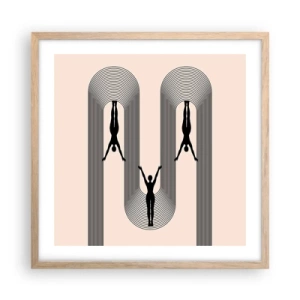 Pôster com moldura de carvalho claro - De cabeça para baixo - 50x50 cm