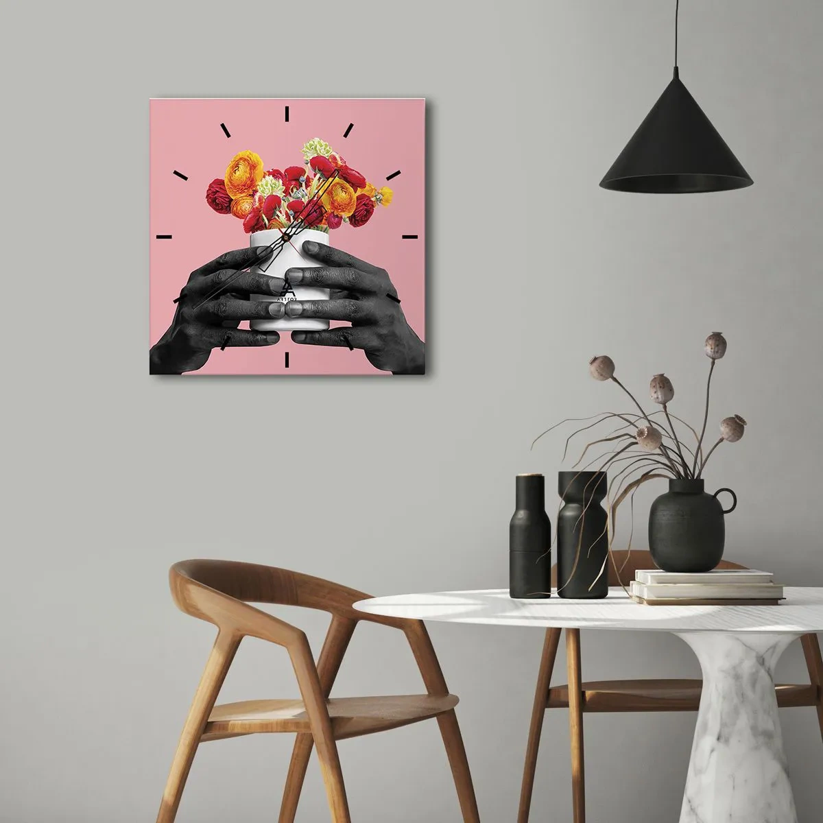 Relógio de parede - Relógio em vidro - A apoteose da vida - 30x30 cm