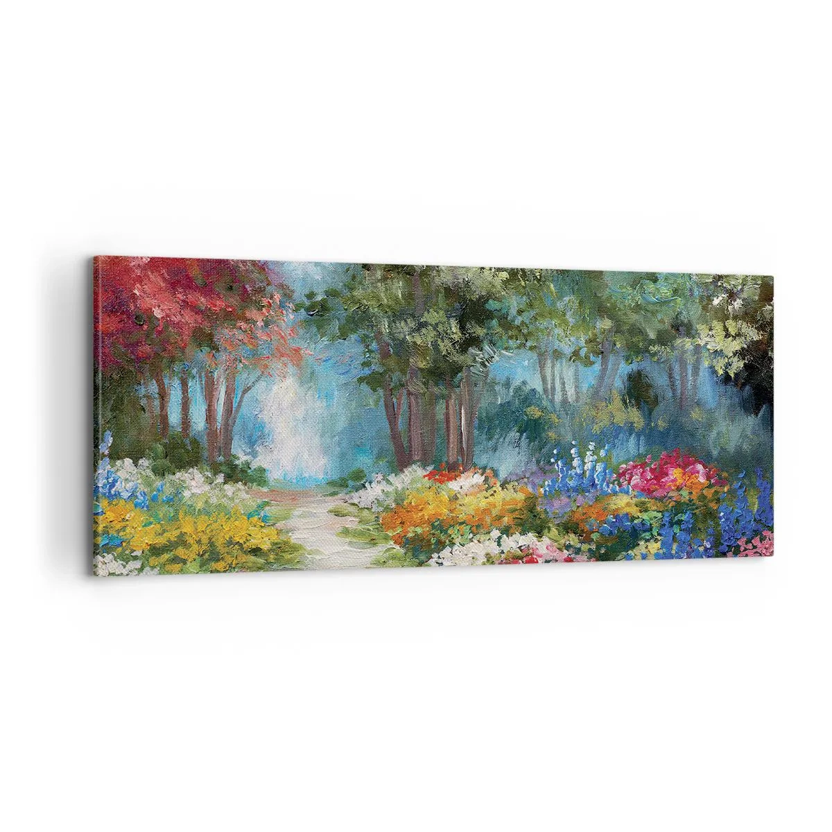 Quadro em tela - Jardim florestal, floresta florida - 100x40 cm