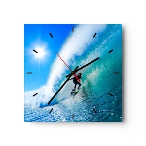 Relógio de parede - Relógio em vidro - Azul gigante - 30x30 cm