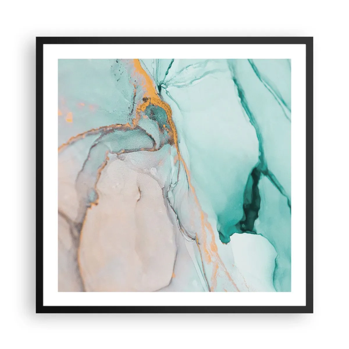 Pôster com moldura preta - Dança das formas e cores - 60x60 cm