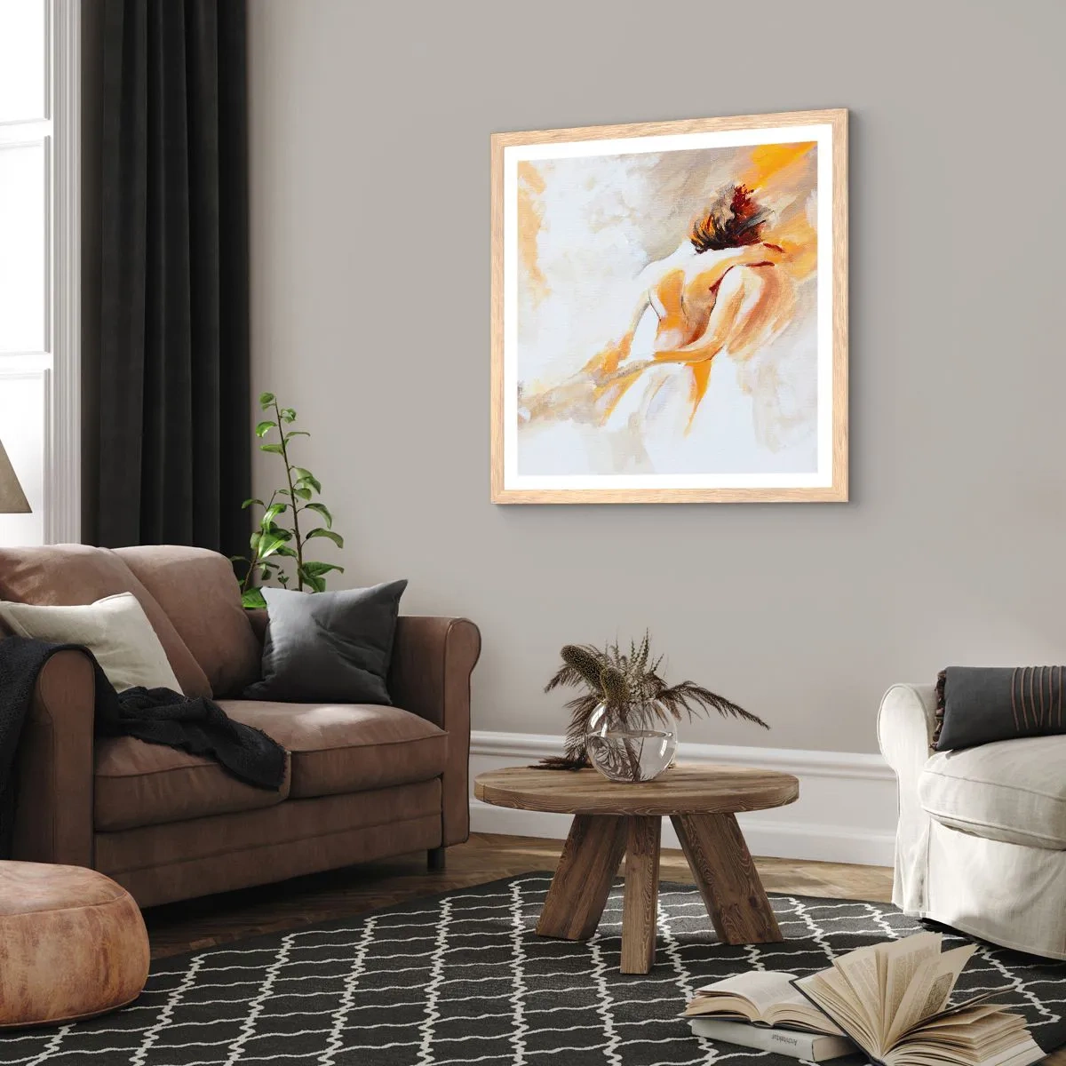 Pôster com moldura de carvalho claro - No céu da proximidade - 40x40 cm