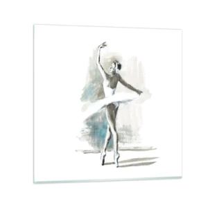 Quadro em vidro - Encantada num cisne - 40x40 cm