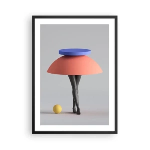 Pôster com moldura preta - Figura surrealista com formas geométricas - 50x70cm - Composição surrealista - Decoração de parede moderna para a sala de estar e quarto ARTTOR