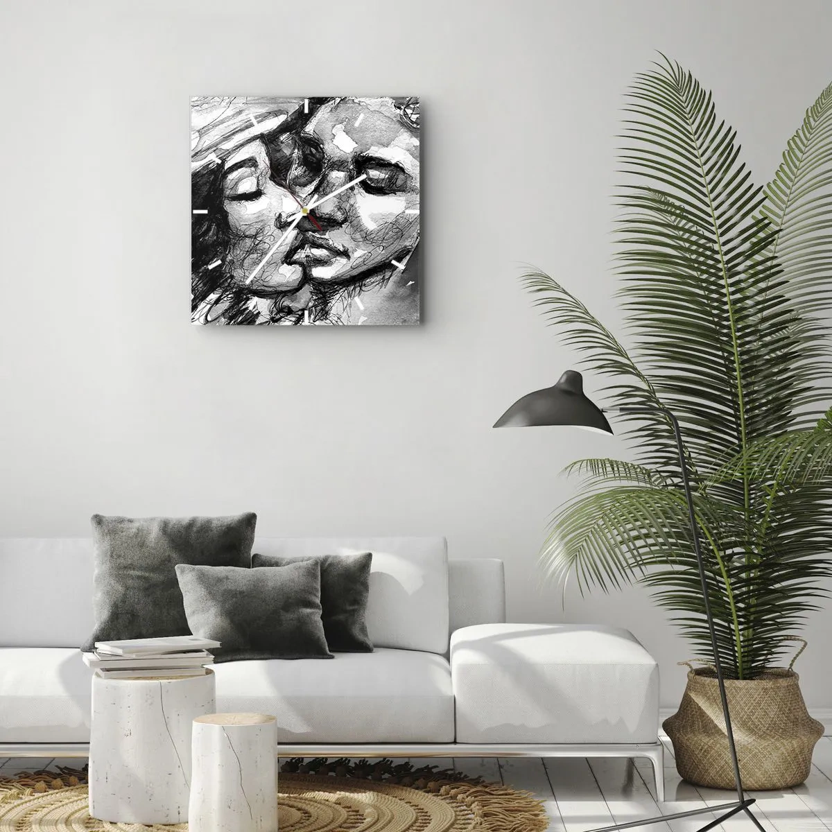 Relógio de parede - Relógio em vidro - Um momento de ternura - 40x40 cm