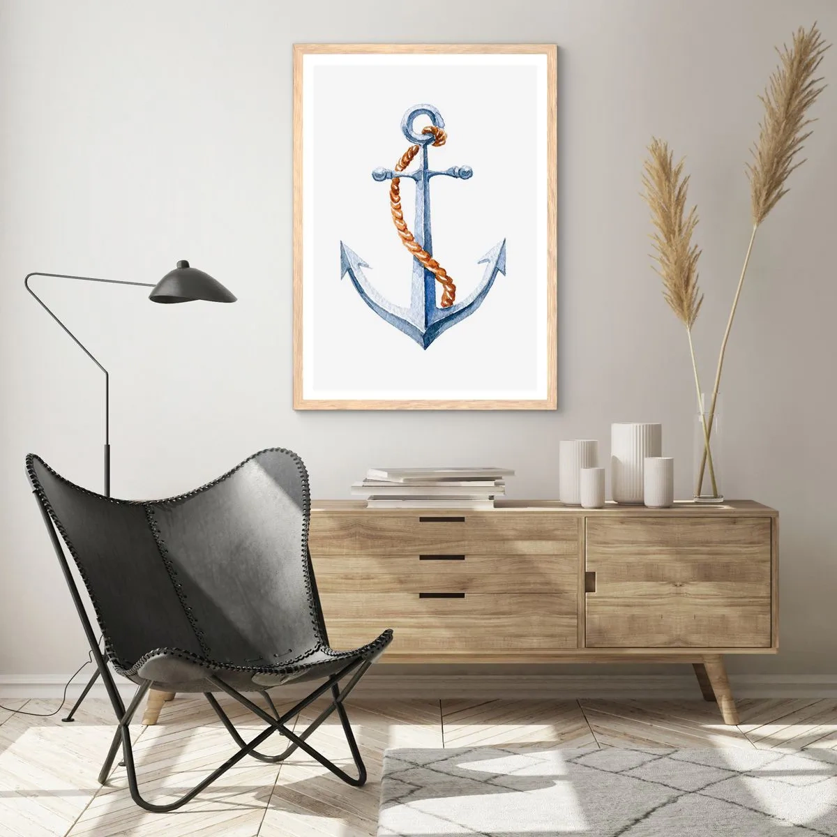 Pôster com moldura de carvalho claro - Ahoy aventura! - 50x70 cm