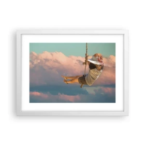 Pôster em moldura branca - Diversão nas nuvens - 40x30 cm