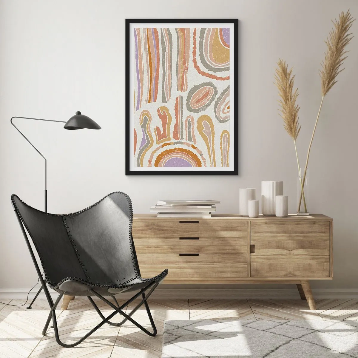 Pôster com moldura preta - Secções transversais coloridas - 61x91 cm