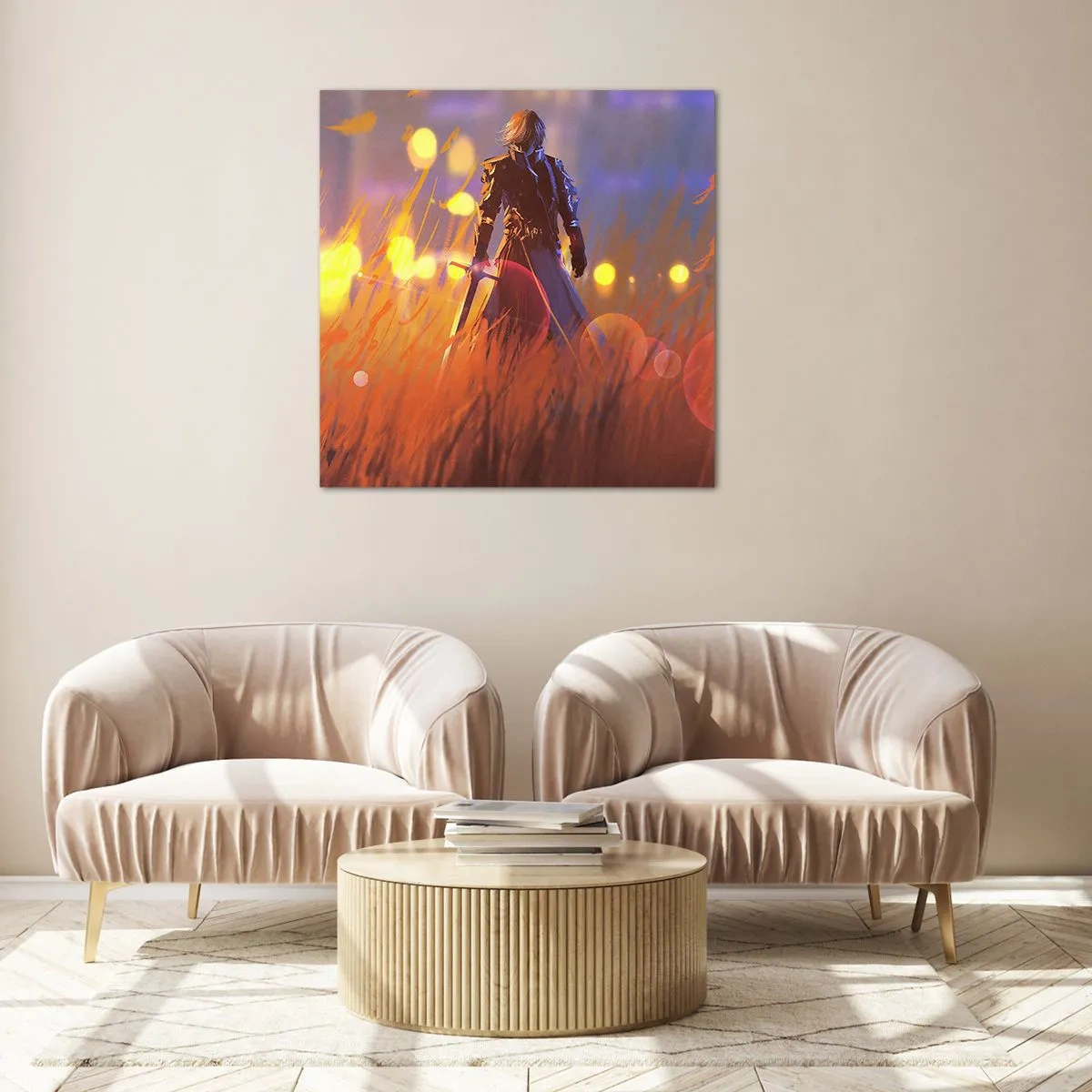 Quadro em vidro - Cavaleiro errante - 50x50 cm