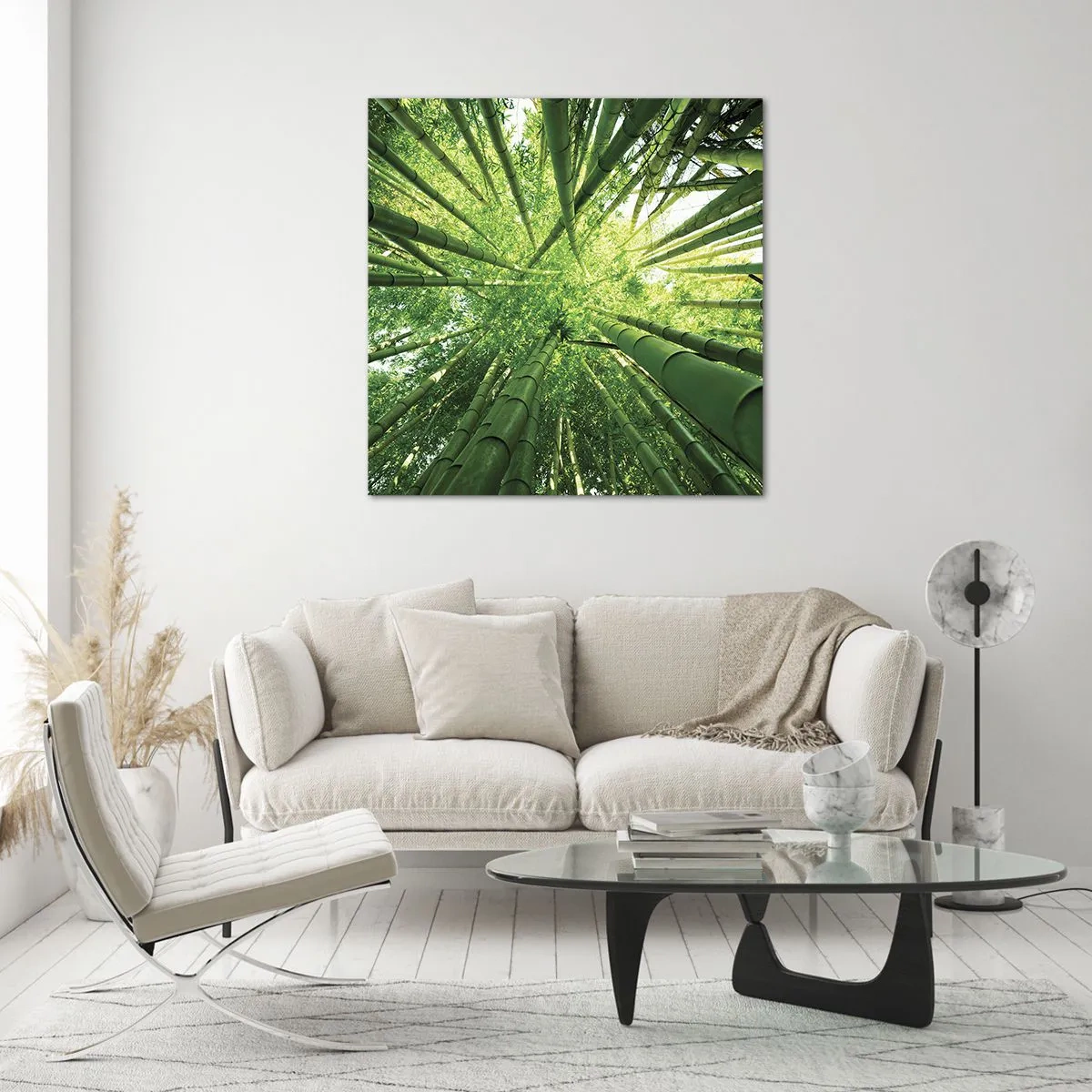 Quadro em vidro - Em um bosque de bambu - 40x40 cm
