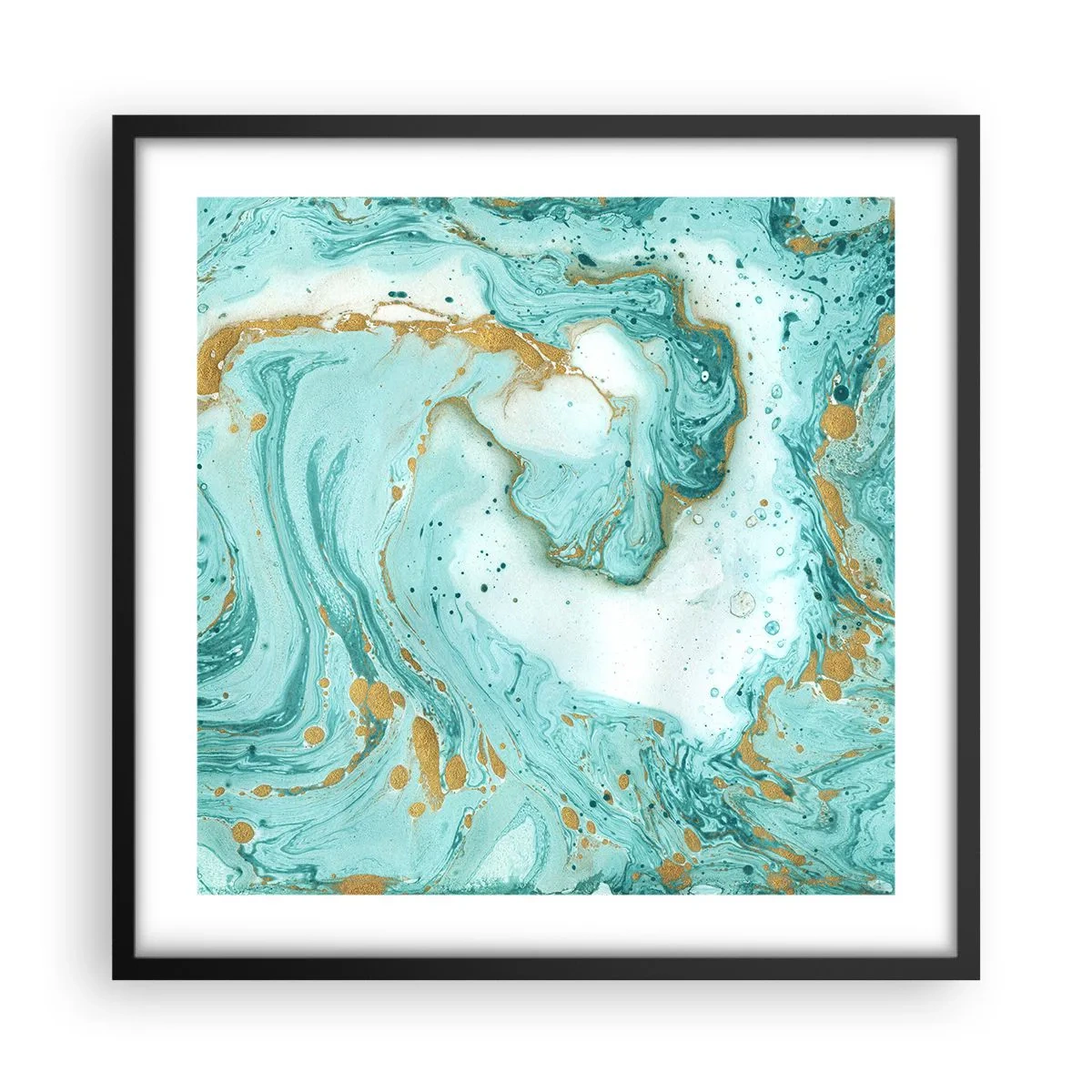 Pôster com moldura preta - Sob a grande onda do período Edo - 50x50 cm