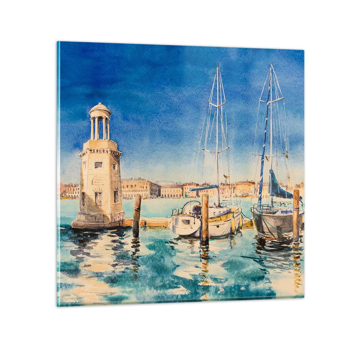 Quadro em vidro - Lagoa ensolarada - 40x40 cm