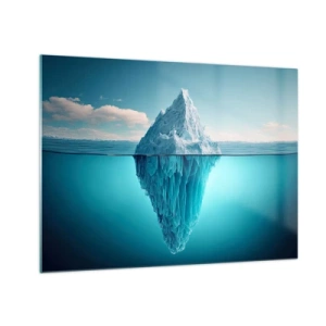 Quadro em vidro - Um iceberg flutuando no oceano com parte dele visível debaixo d'água. - 70x50cm - Rainha do Gelo - Decoração de parede moderna para a sala de estar e quarto ARTTOR