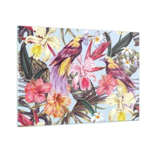 Quadro em vidro - Pétalas e penas - 100x70 cm