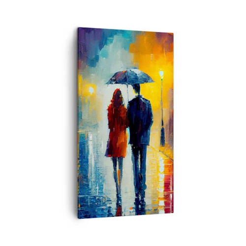 Quadro em tela - Juntos – uma noite colorida - 45x80 cm