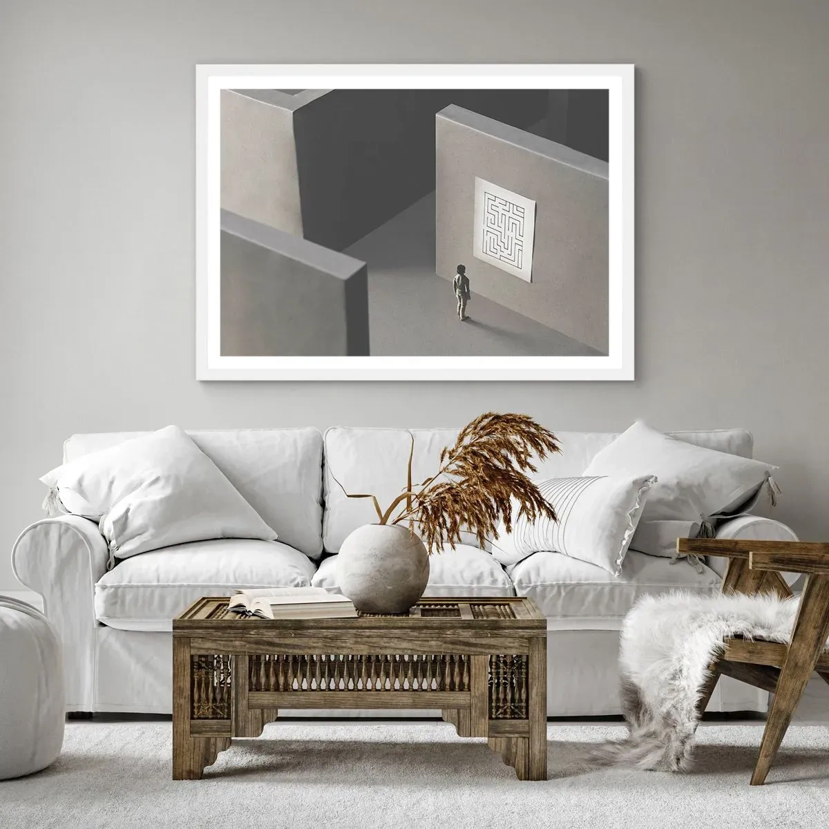 Pôster em moldura branca - Mas onde estou? - 100x70 cm