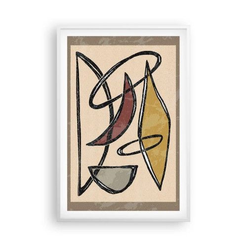 Pôster em moldura branca - Composição – arcos e ovais - 61x91 cm