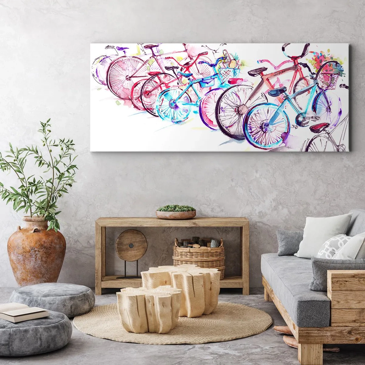 Quadro em tela - Reunião do Clube Antimoto - 100x40 cm