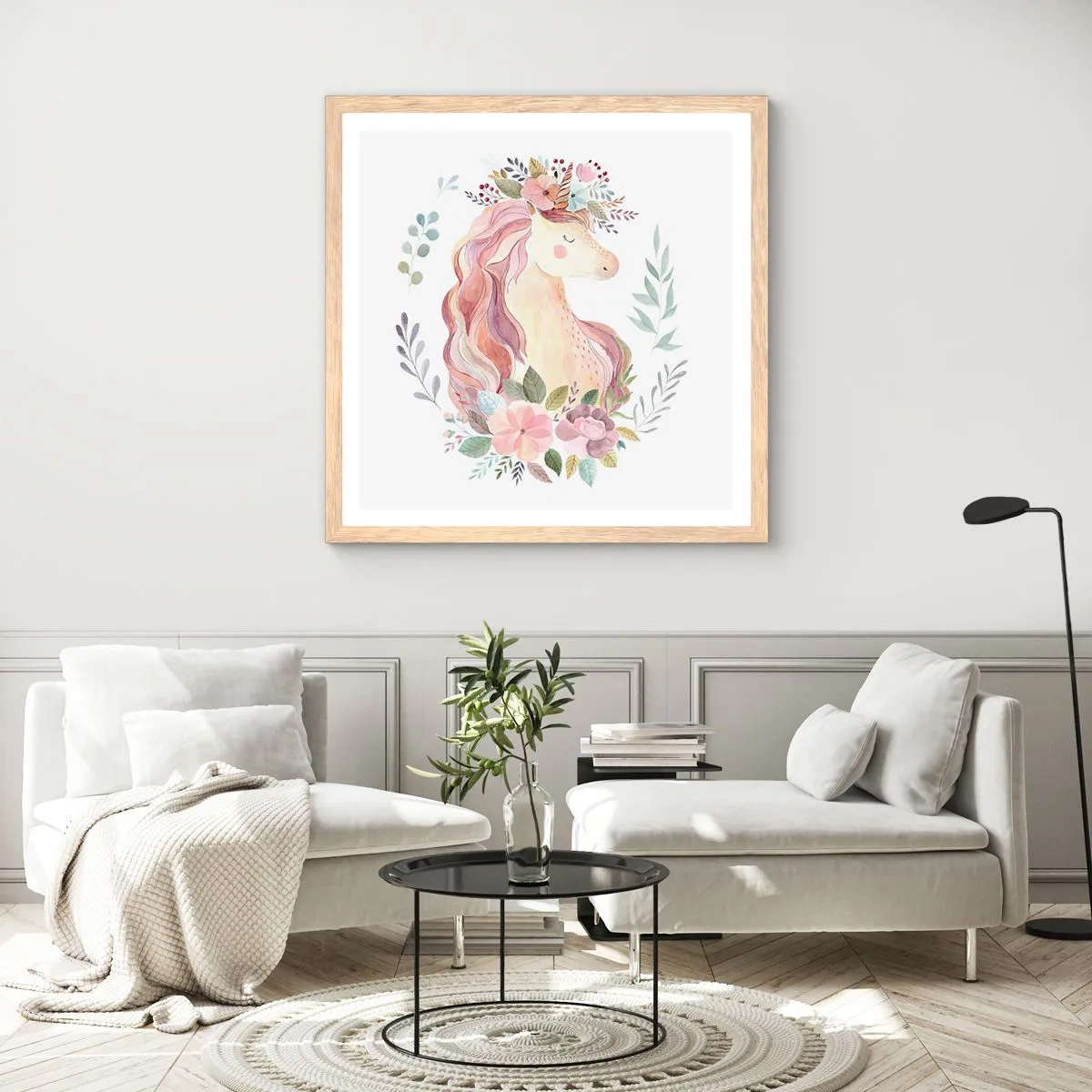 Pôster com moldura de carvalho claro - Um convite ao mundo dos contos de fadas - 50x50 cm