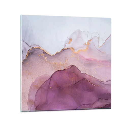 Quadro em vidro - Ondas de lilás e roxo - 30x30 cm