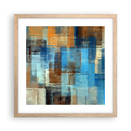 Pôster com moldura de carvalho claro - Através da cortina azul - 40x40 cm