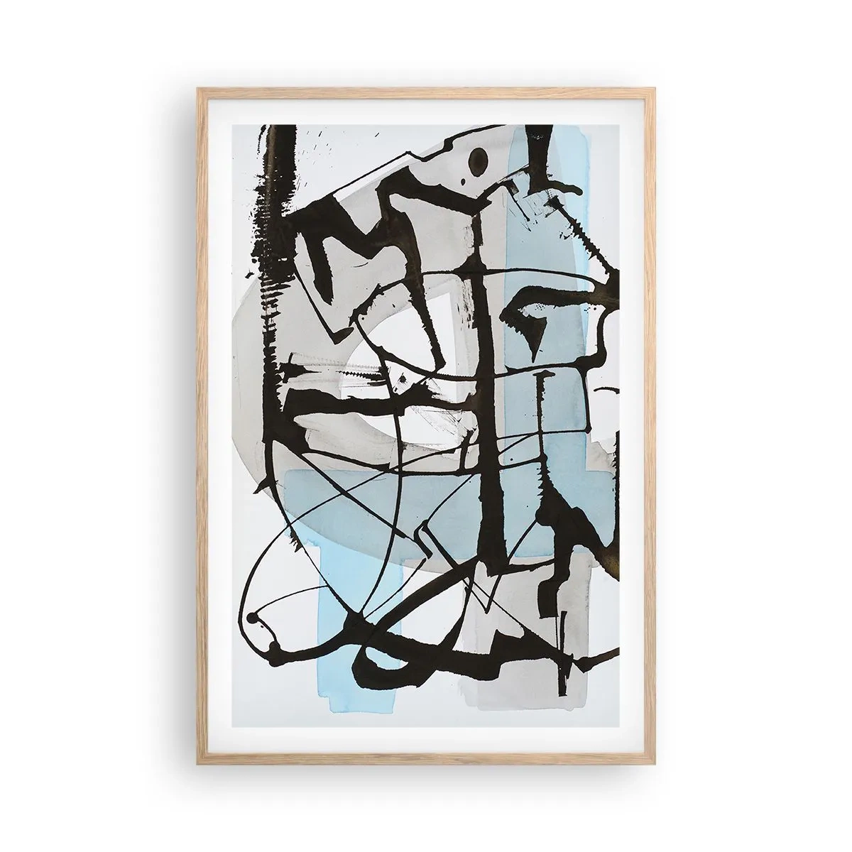 Pôster com moldura de carvalho claro - Azul mesmo assim - 61x91 cm