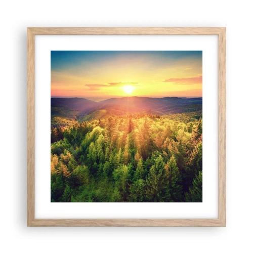 Pôster com moldura de carvalho claro - Picos e cumes - 40x40 cm