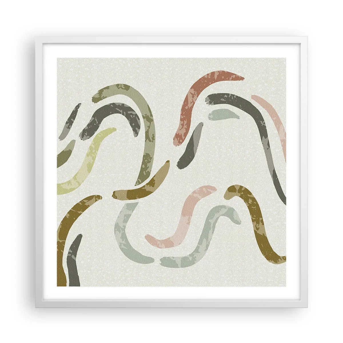 Pôster em moldura branca - Uma alegre dança de abstração - 60x60 cm