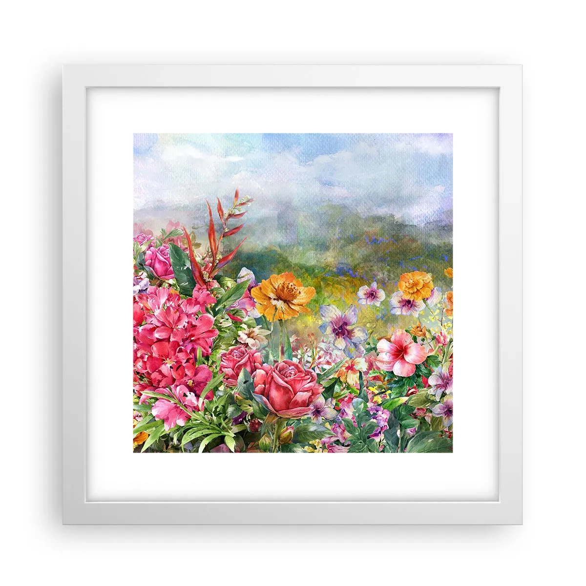 Pôster em moldura branca - O jardim que enlouqueceu - 30x30 cm