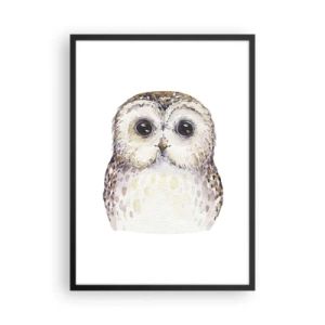 Pôster com moldura preta - Um encantador retrato em aquarela de uma coruja - 50x70cm - Olhe-me nos olhos - Decoração de parede moderna para a sala de estar e quarto ARTTOR