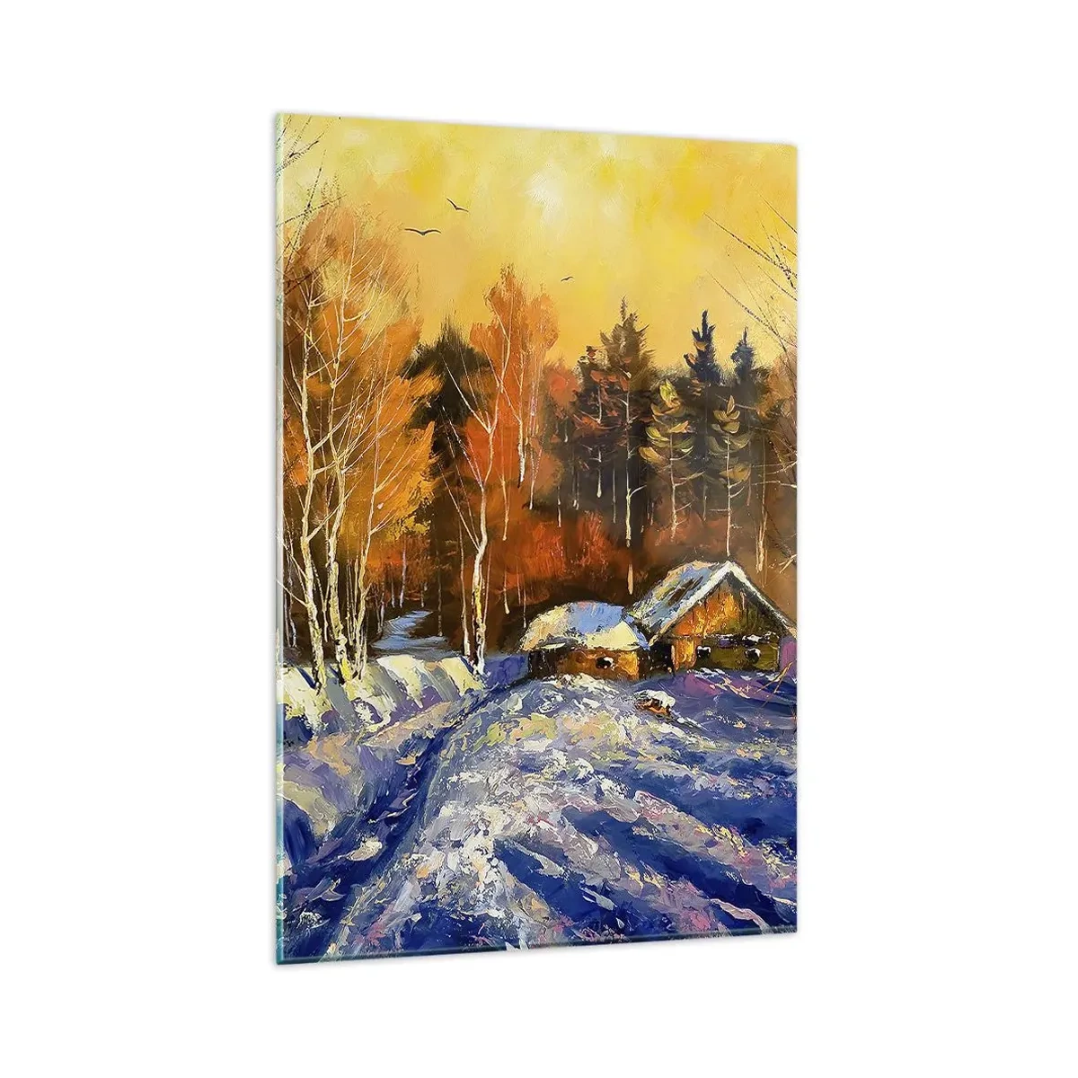 Quadro em vidro - Impressão de inverno ao sol - 80x120 cm