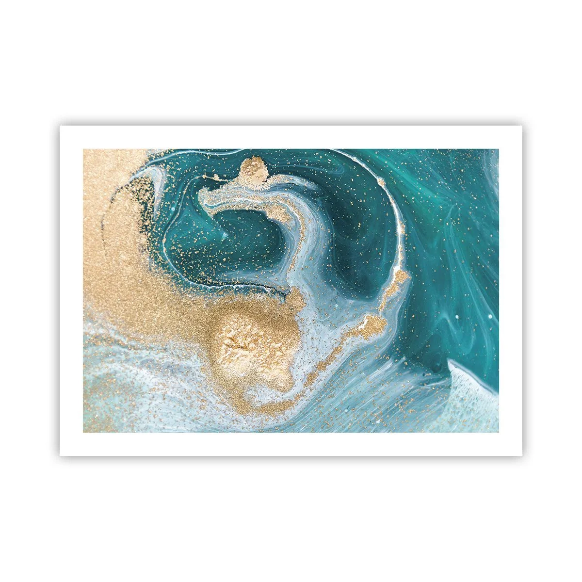 Pôster - Um vórtice de ouro e turquesa - 70x50 cm