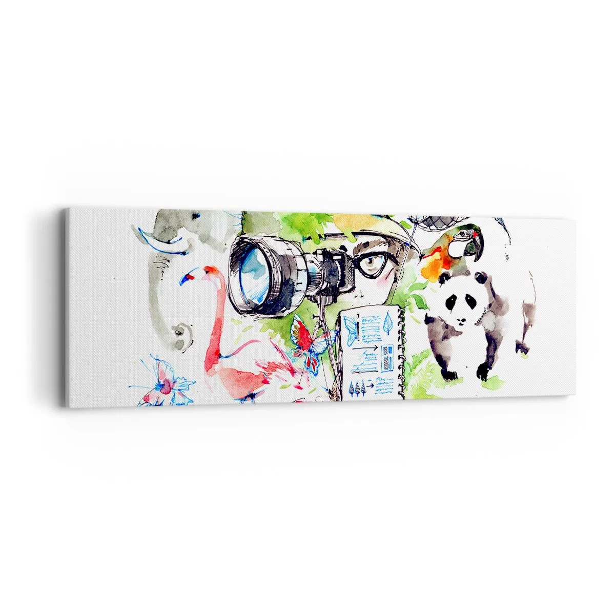 Quadro em tela - Através da lente do viajante - 90x30 cm