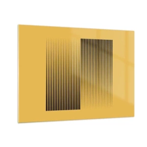 Quadro em vidro - Linhas verticais pretas criam uma ilusão geométrica - 70x50cm - Quadratura de opostos - Decoração de parede moderna para a sala de estar e quarto ARTTOR