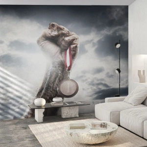 Papel de Parede Premium Sand - Per aspera ad astra - Esporte, Medalha Esportiva, 3D - 100x70 cm