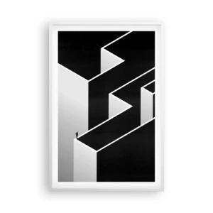 Pôster em moldura branca - Solidão no topo - 61x91 cm