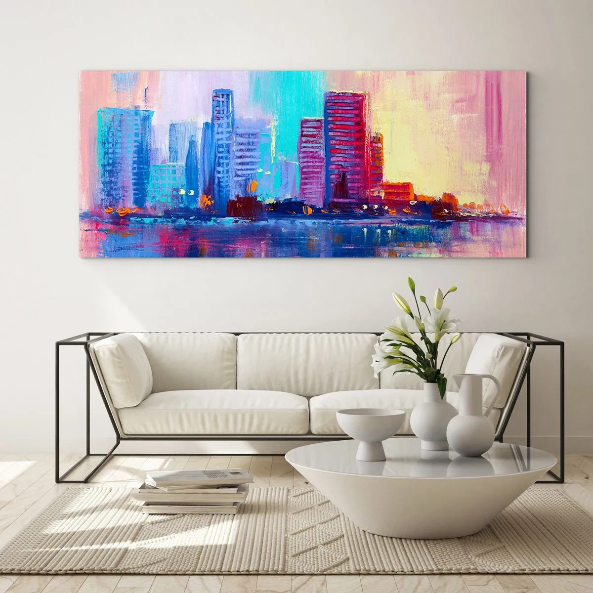 Quadro em vidro - Banhada em cores - 90x30 cm