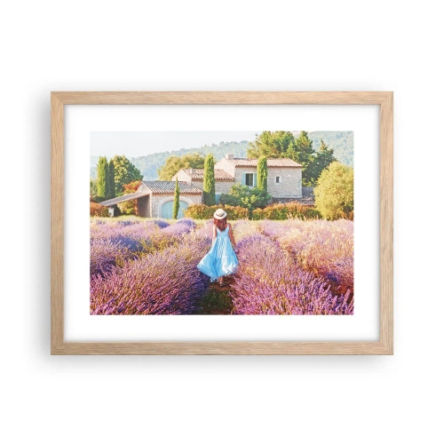 Pôster com moldura de carvalho claro - Menina Lavanda - 40x30 cm