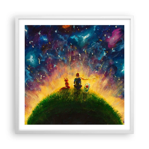 Pôster em moldura branca - Amor e amizade - o mundo inteiro - 60x60 cm