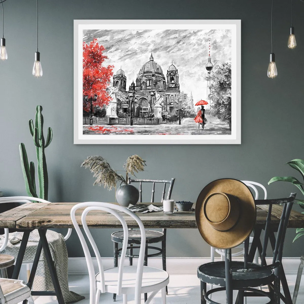 Pôster em moldura branca - Reunião em Berlim - 91x61 cm