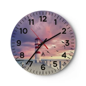 Relógio de parede - Relógio em vidro - Hora de ir ao porto - 40x40 cm